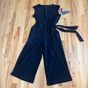 NINA LEONARD Miracle Matte Jumpsuit Black Sleeveless Wide Leg, Size 1X